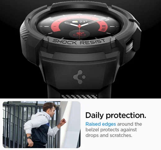 Spigen Rugged Armor Pro Galaxy Watch 5 Pro Hoesje en Bandje Zwart afbeelding 5