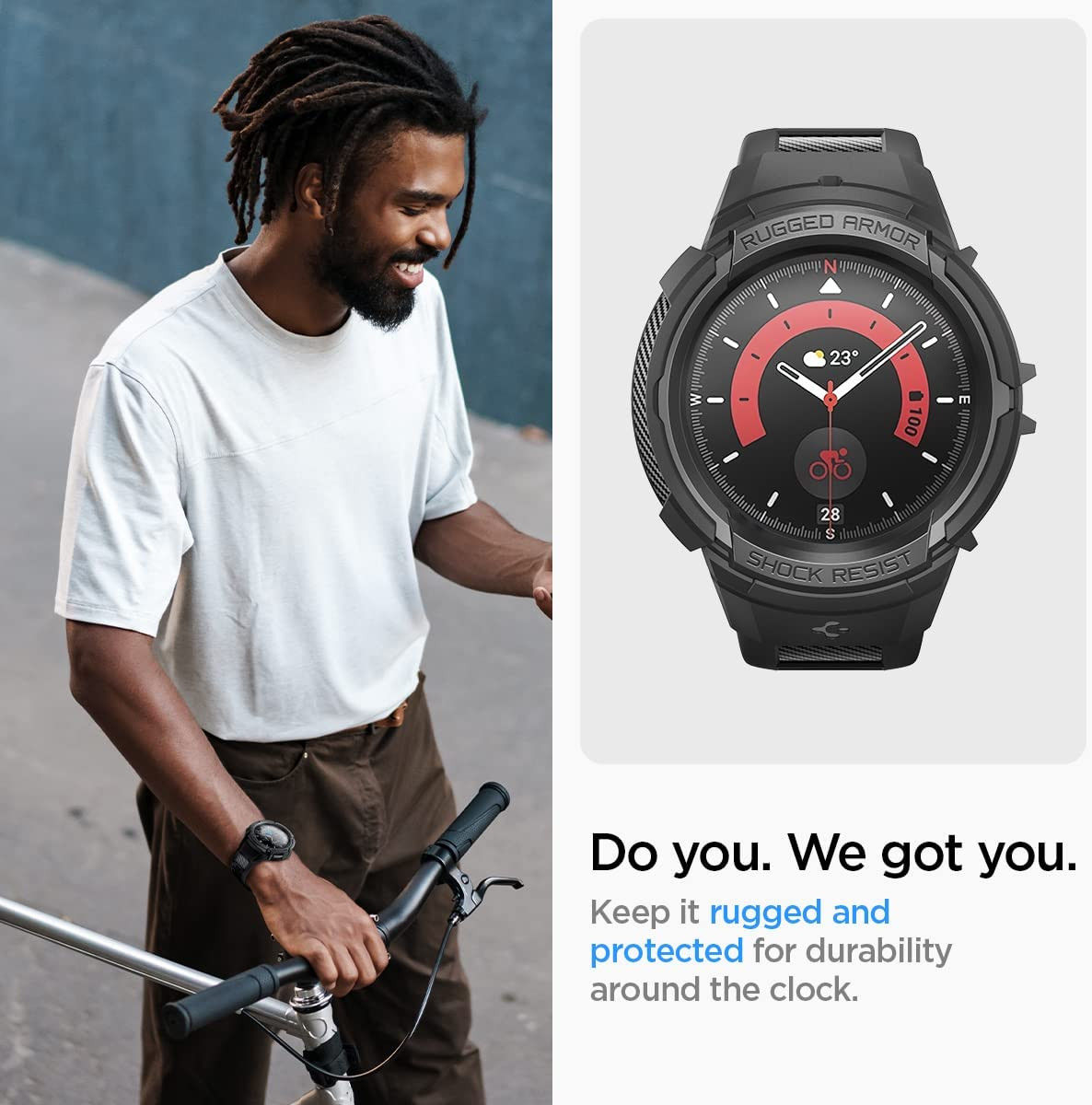 Spigen Rugged Armor Pro Galaxy Watch 5 Pro Hoesje en Bandje Zwart afbeelding 8