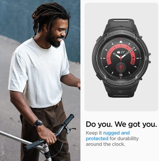 Spigen Rugged Armor Pro Galaxy Watch 5 Pro Hoesje en Bandje Zwart afbeelding 8