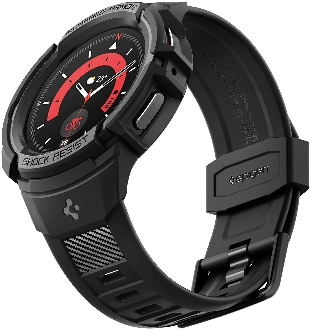 Spigen Rugged Armor Pro Galaxy Watch 5 Pro Hoesje en Bandje Zwart afbeelding 2