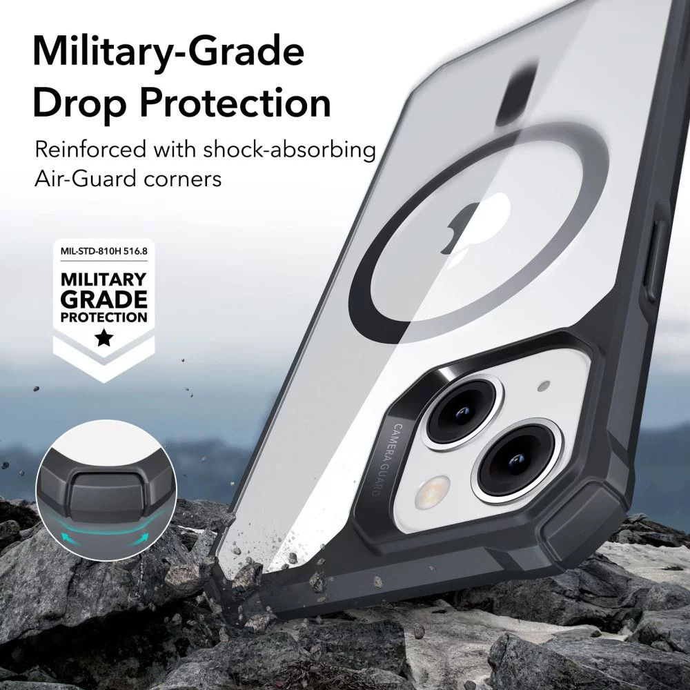ESR Air Armor HaloLock Apple iPhone 14 Hoesje MagSafe Clear Zwart afbeelding 3