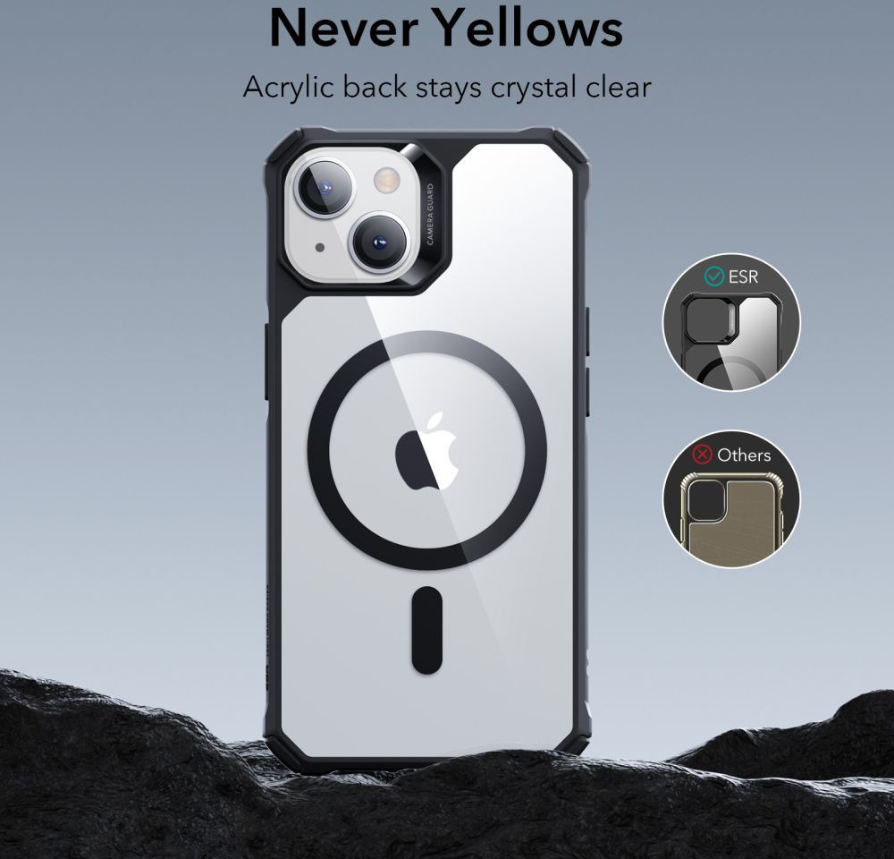 ESR Air Armor HaloLock iPhone 14 Pro Max Hoesje MagSafe Clear Zwart afbeelding 6