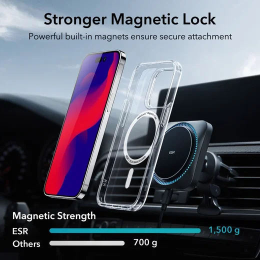 ESR Classic Hybrid HaloLock iPhone 14 Pro Hoesje MagSafe Transparant afbeelding 6
