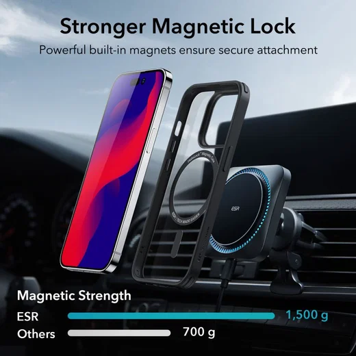 ESR Classic Hybrid HaloLock iPhone 14 Pro Hoesje MagSafe Zwart afbeelding 6