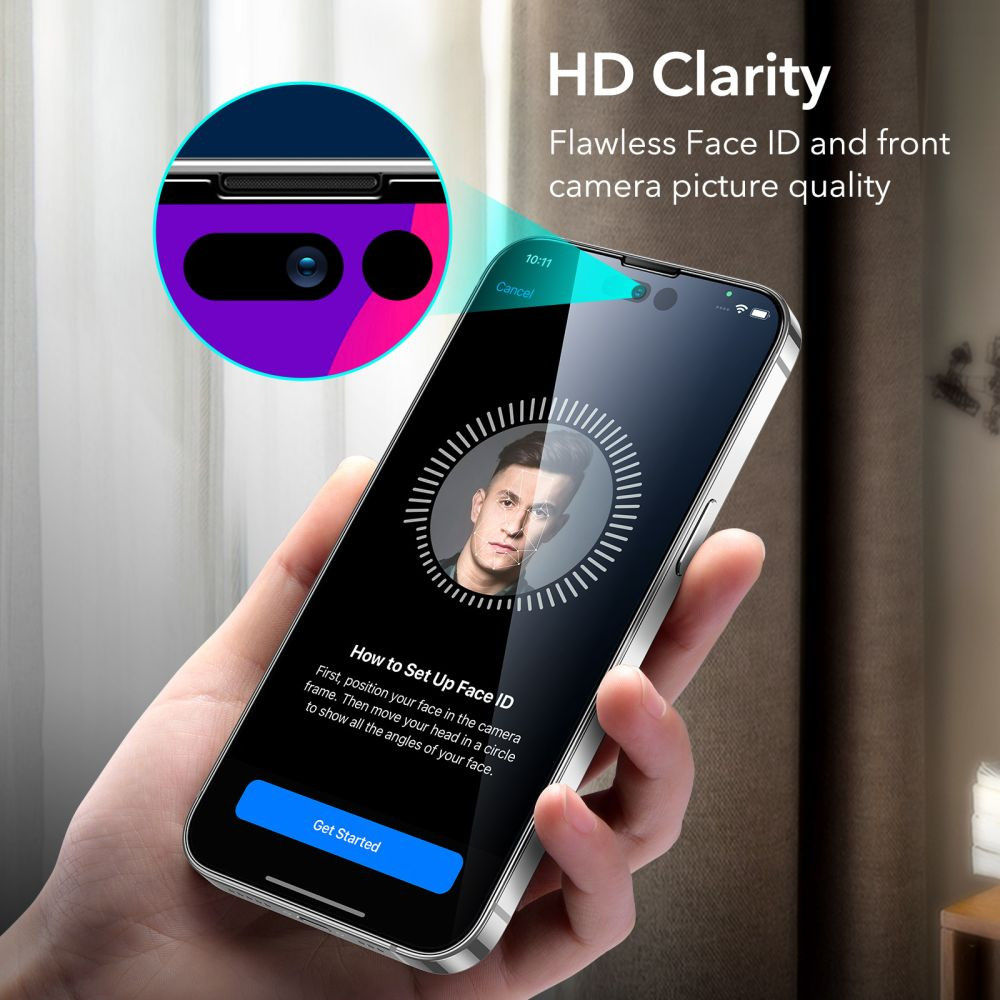 ESR iPhone 14 Pro Max Screen Protector Tempered Glass met Montageframe afbeelding 6