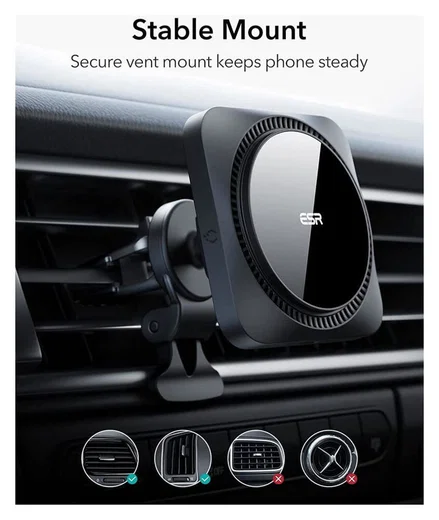 ESR HaloLock Ventilatierooster Houder Auto met MagSafe Opladen 7.5W afbeelding 6