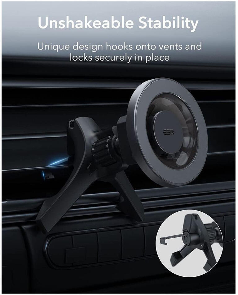 ESR HaloLock Ventilatierooster MagSafe Telefoonhouder Auto Grijs afbeelding 6