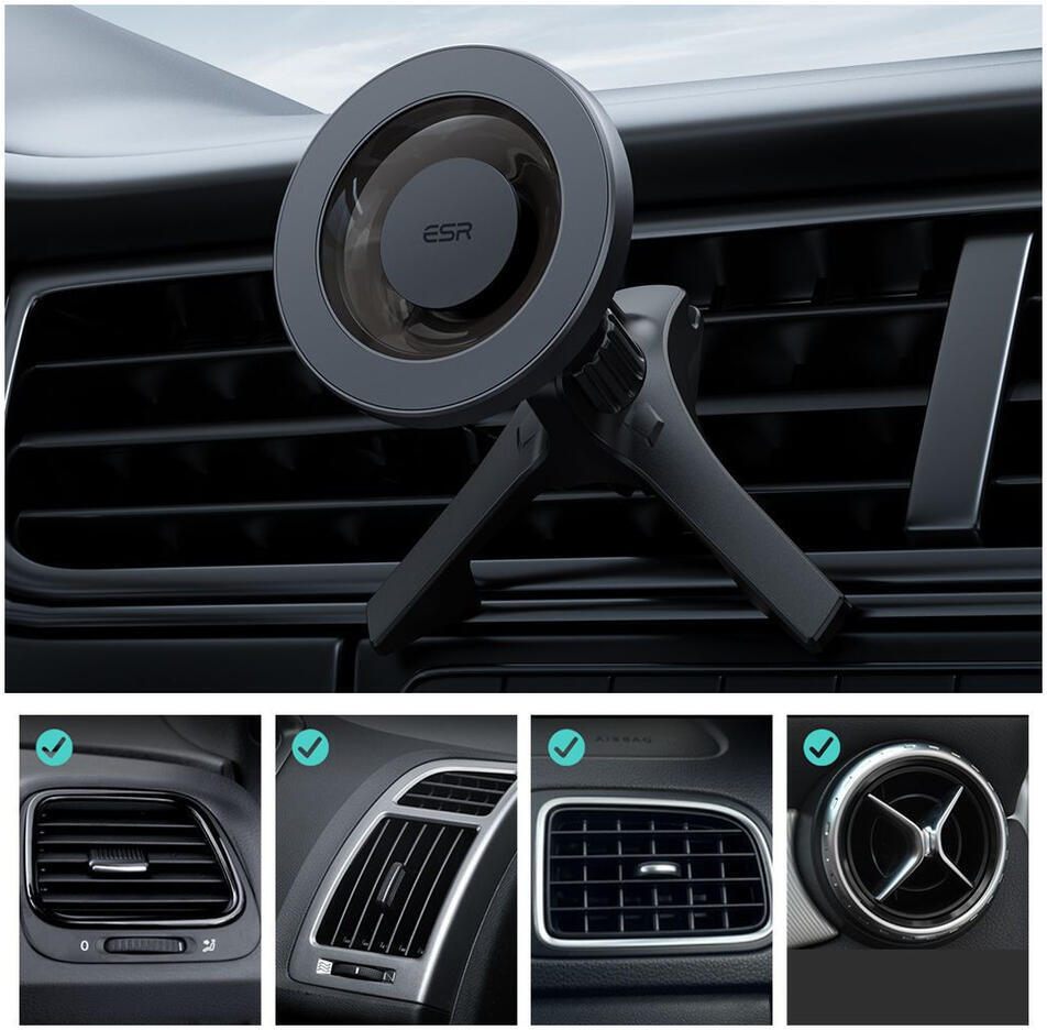 ESR HaloLock Ventilatierooster MagSafe Telefoonhouder Auto Grijs afbeelding 9