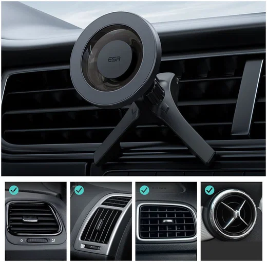 ESR HaloLock Ventilatierooster MagSafe Telefoonhouder Auto Grijs afbeelding 9