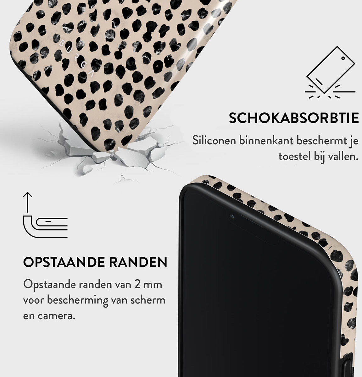 Burga Tough Case Apple iPhone 14 Hoesje Almond Latte Print afbeelding 4