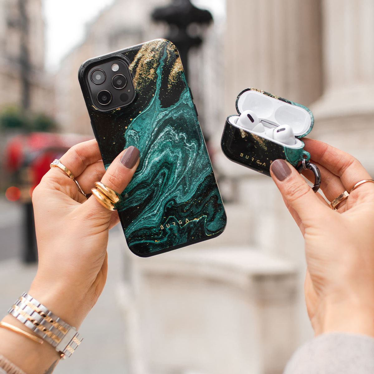 Burga Tough Case Apple iPhone 14 Hoesje Emerald Pool Print afbeelding 6
