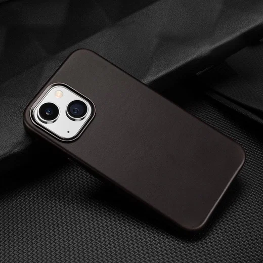 Dux Ducis Naples Apple iPhone 14 Hoesje MagSafe Echt Leer Coffee afbeelding 3