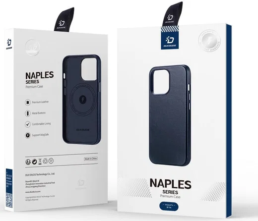 Dux Ducis Naples Apple iPhone 14 Hoesje MagSafe Echt Leer Blauw afbeelding 10