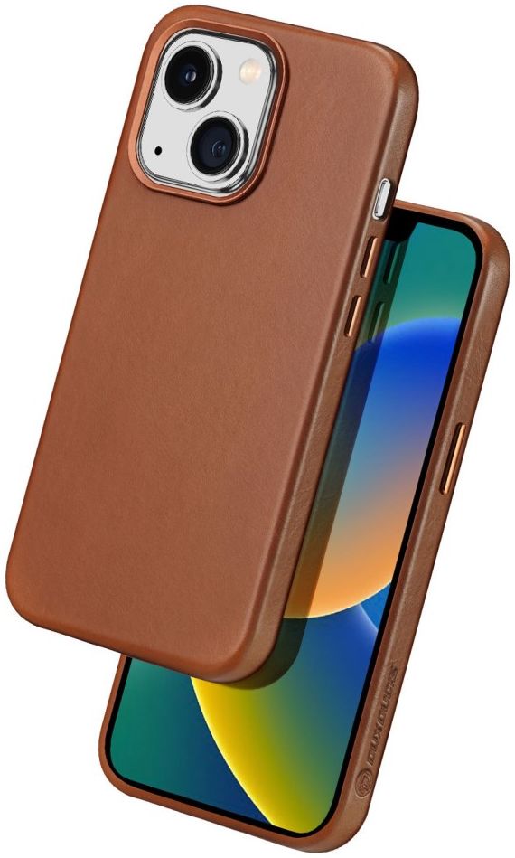Dux Ducis Naples Apple iPhone 14 Hoesje MagSafe Echt Leer Bruin afbeelding 2