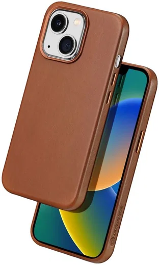 Dux Ducis Naples Apple iPhone 14 Hoesje MagSafe Echt Leer Bruin afbeelding 2