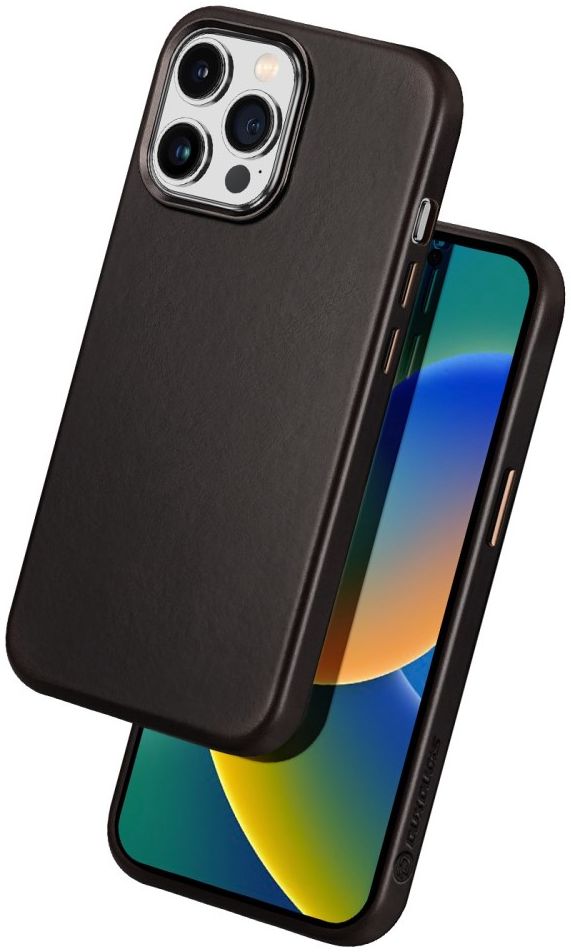 Dux Ducis Naples Apple iPhone 14 Pro Hoesje MagSafe Echt Leer Coffee afbeelding 2