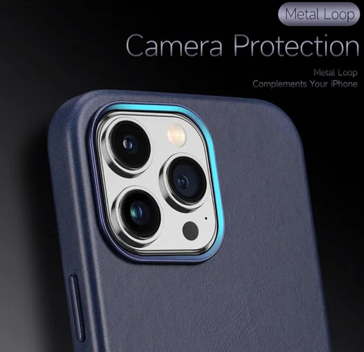 Dux Ducis Naples Apple iPhone 14 Pro Max Hoesje MagSafe Leer Blauw afbeelding 7