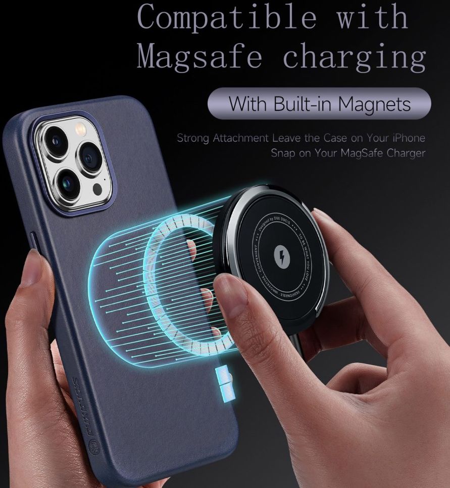 Dux Ducis Naples Apple iPhone 14 Pro Max Hoesje MagSafe Leer Blauw afbeelding 3