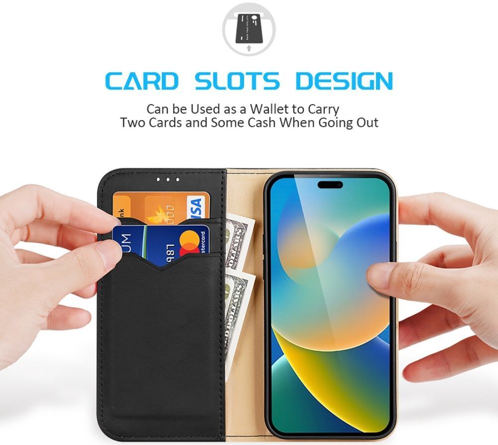 Dux Ducis Hivo Apple iPhone 14 Pro Max Hoesje RFID Book Case Zwart afbeelding 2
