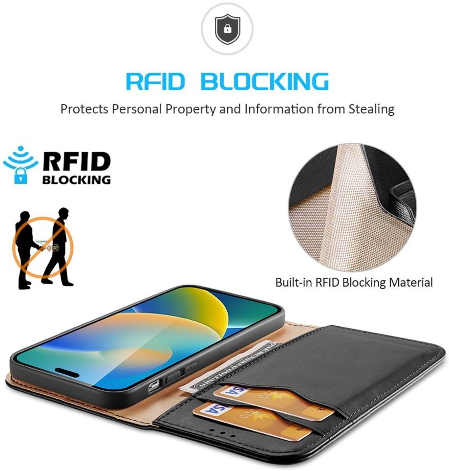 Dux Ducis Hivo Apple iPhone 14 Pro Max Hoesje RFID Book Case Zwart afbeelding 4