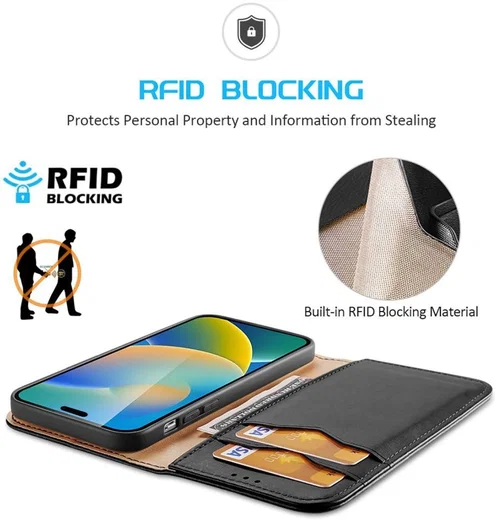 Dux Ducis Hivo Apple iPhone 14 Pro Max Hoesje RFID Book Case Zwart afbeelding 4