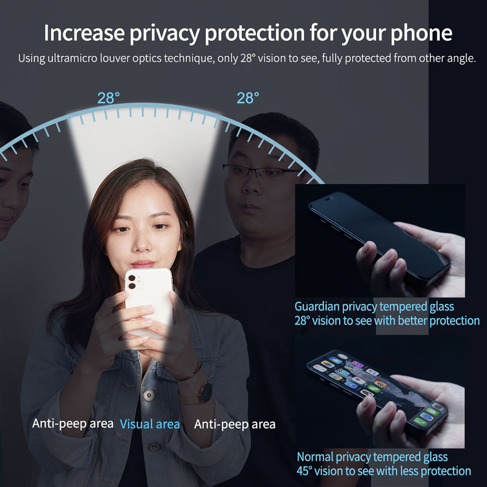 Nillkin iPhone 14 Pro Max Screen Protector Privacy Tempered Glass 9H afbeelding 5