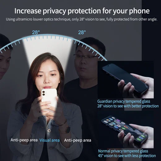 Nillkin iPhone 14 Pro Max Screen Protector Privacy Tempered Glass 9H afbeelding 5