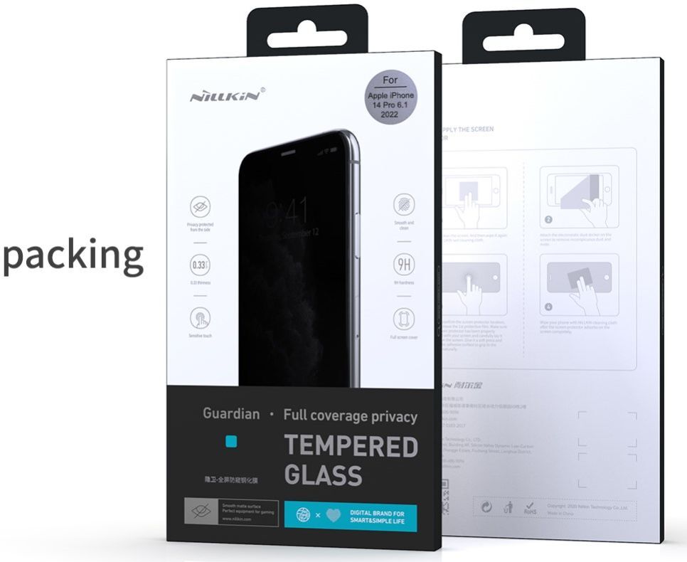 Nillkin iPhone 14 Pro Max Screen Protector Privacy Tempered Glass 9H afbeelding 14