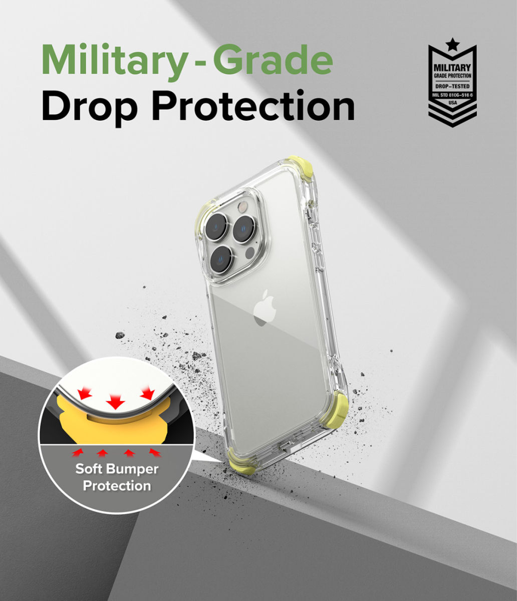 Ringke Fusion+ Apple iPhone 14 Pro Hoesje Transparant + Bumper Lime afbeelding 4