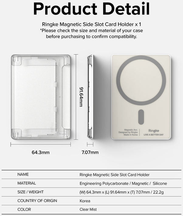 Ringke Magnetic Side Slot MagSafe Kaarthouder Drie Pasjes Transparant afbeelding 12