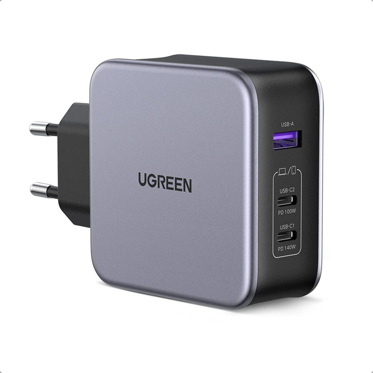 UGREEN 140W PD Snellader GaN Laptop/MacBook + USB-C Kabel 2M Grijs afbeelding 1