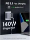 UGREEN 140W PD Snellader GaN Laptop/MacBook + USB-C Kabel 2M Grijs afbeelding 2