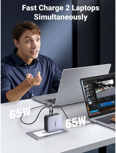 UGREEN 140W PD Snellader GaN Laptop/MacBook + USB-C Kabel 2M Grijs afbeelding 4