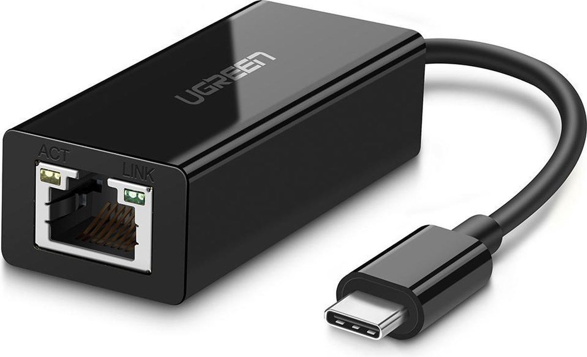 UGREEN USB-C naar Ethernet / Internet Gigabit Adapter 1000Mbps Zwart afbeelding 1