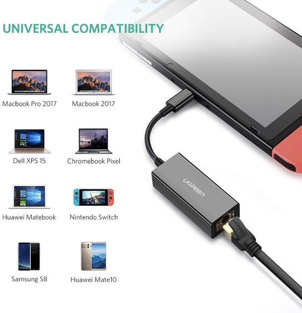 UGREEN USB-C naar Ethernet / Internet Gigabit Adapter 1000Mbps Zwart afbeelding 4
