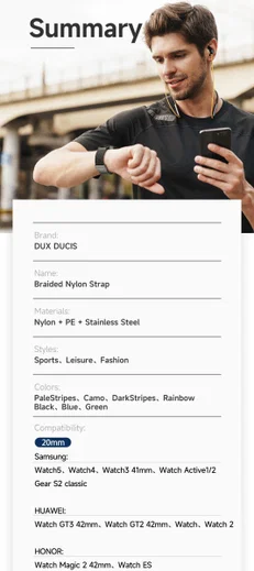 Dux Ducis Mixture II Strap Universeel Smartwatch Bandje 20MM Zwart afbeelding 8