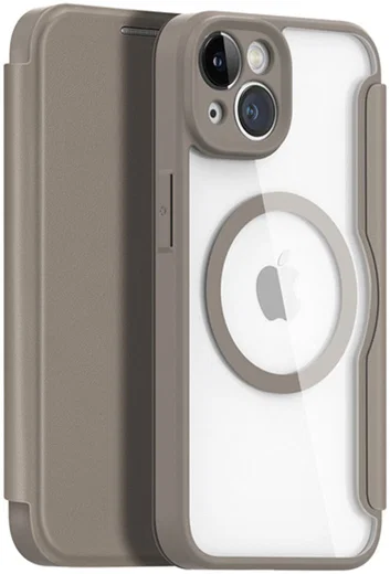 Dux Ducis Skin X Pro Apple iPhone 14 Hoesje MagSafe Book Case Beige afbeelding 2