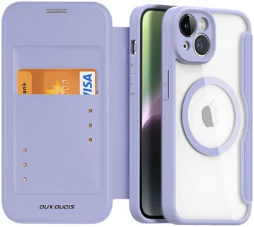 Dux Ducis Skin X Pro Apple iPhone 14 Hoesje MagSafe Book Case Paars