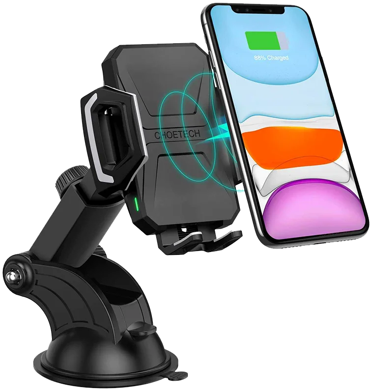 Choetech Raam/Dashboard Telefoonhouder met Draadloos Opladen 10W Zwart afbeelding 1