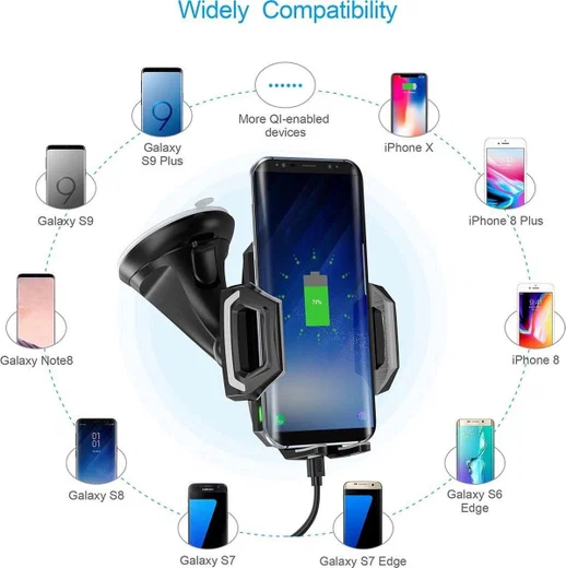 Choetech Raam/Dashboard Telefoonhouder met Draadloos Opladen 10W Zwart afbeelding 7