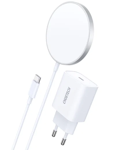 Choetech Magnetische Draadloze MagSafe Oplader 15W met 20W Adapter Wit afbeelding 1