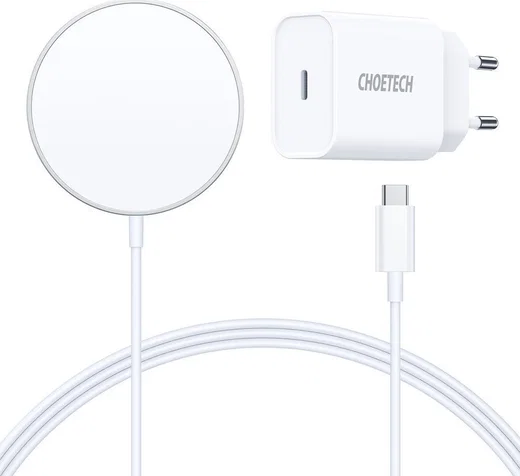 Choetech Magnetische Draadloze MagSafe Oplader 15W met 20W Adapter Wit afbeelding 2