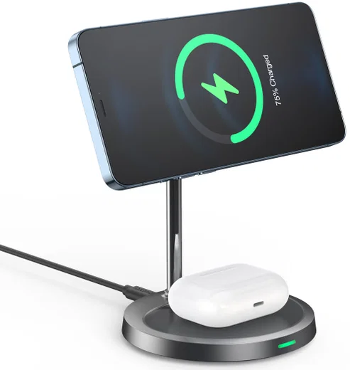 Choetech 2-in-1 20W MagSafe Draadloze Oplader iPhone/AirPods Zwart afbeelding 2