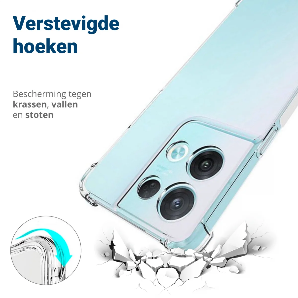 Oppo Reno 8 Pro Hoesje Schokbestendig Dun TPU Back Cover Transparant afbeelding 2