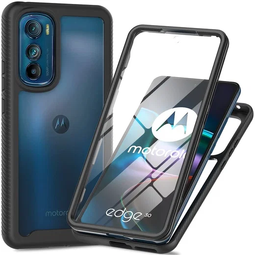 Motorola Edge 30 Hoesje Full Protect 360° Cover Hybride Zwart afbeelding 1