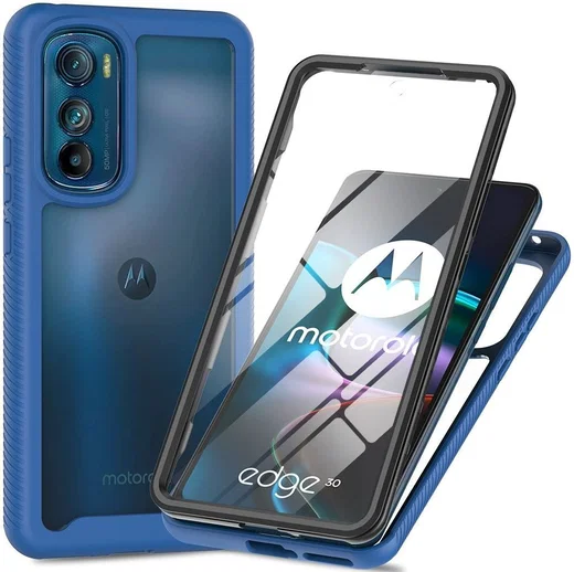 Motorola Edge 30 Hoesje Full Protect 360° Cover Hybride Blauw afbeelding 1