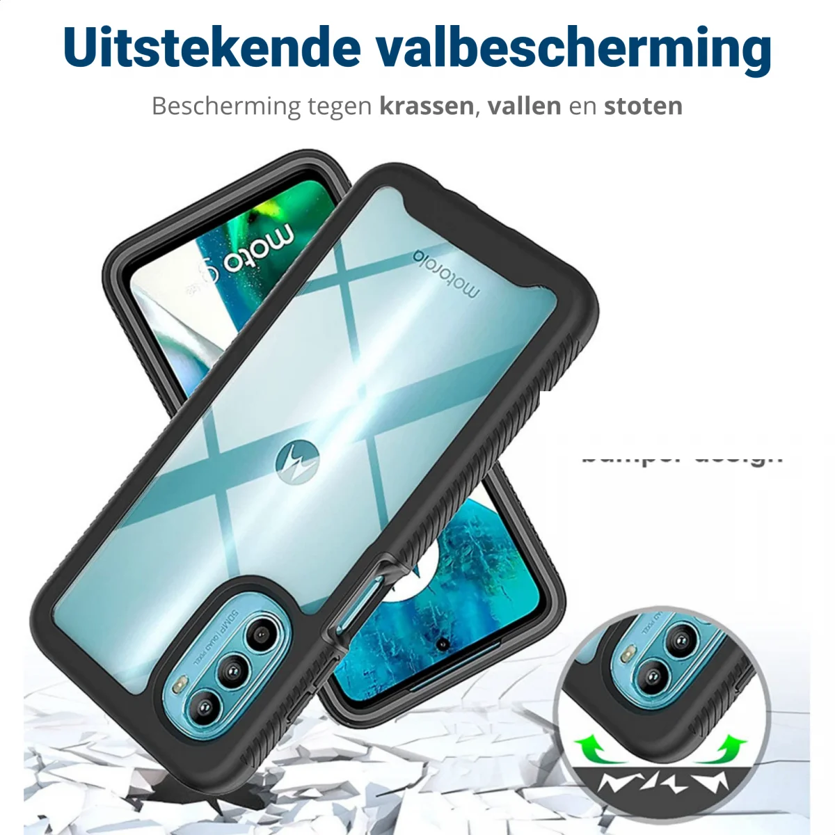 Motorola Moto G82 Hoesje Full Protect 360° Cover Hybride Zwart afbeelding 4