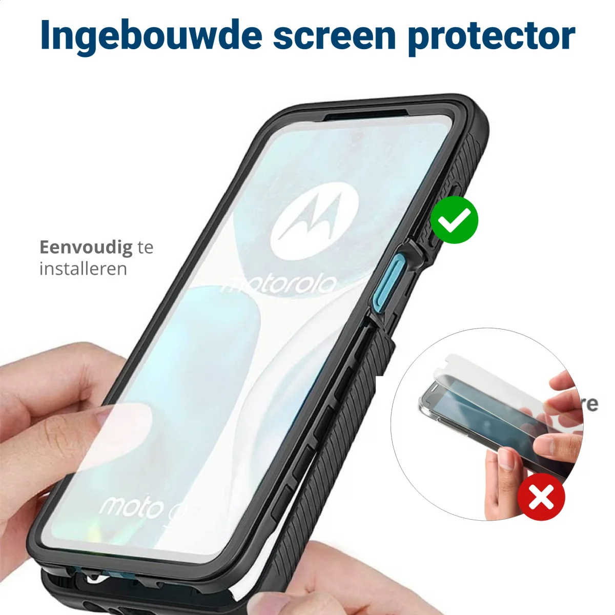 Motorola Moto G82 Hoesje Full Protect 360° Cover Hybride Zwart afbeelding 6
