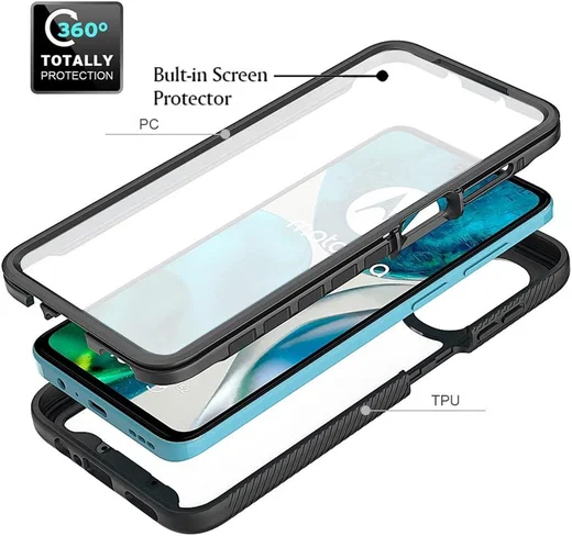 Motorola Moto G82 Hoesje Full Protect 360° Cover Hybride Zwart afbeelding 8