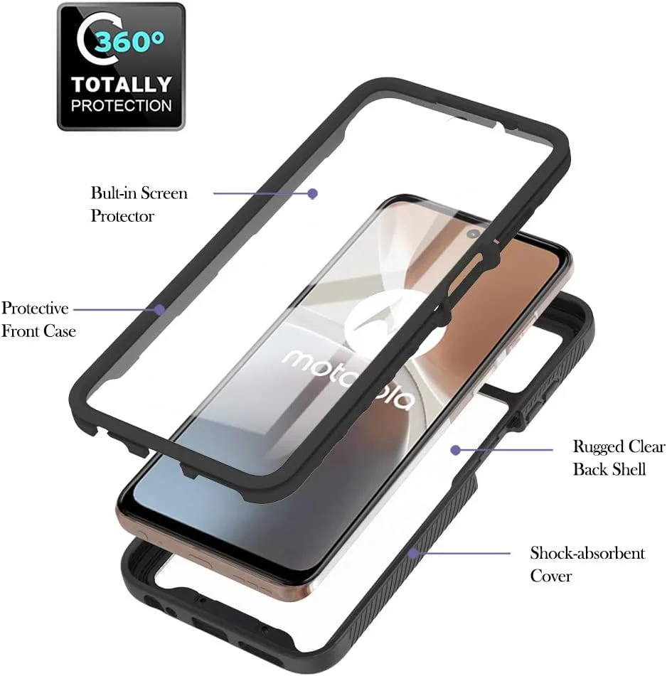 Motorola Moto G32 Hoesje Full Protect 360° Cover Hybride Zwart afbeelding 7